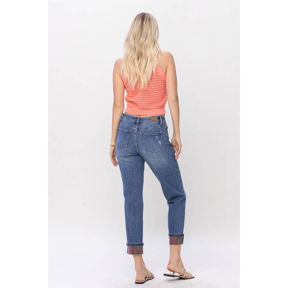 NEW JUDY BLUE paisley boyfriend jean in blue - Picture 4 of 4
